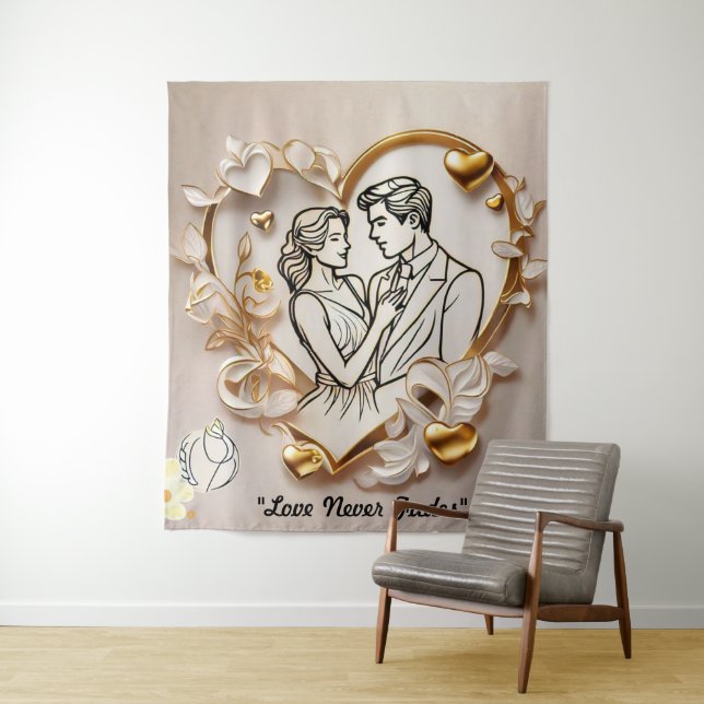 Tenture "Espace cœur romantique" (En situation)