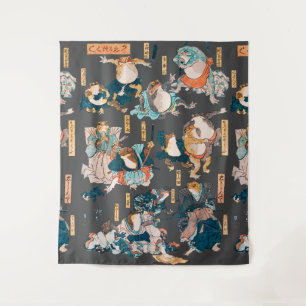 Tenture Estampe japonaise de grenouille sur bois Kuniyoshi