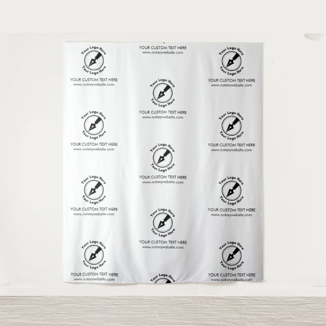 Tenture Étape & Répéter White Company Logo Event Notaire (Devant)