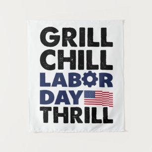 Tenture Etats-Unis Grill Chill Fête du Travail Thrill BBQ 