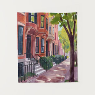 Tenture Été à Boston Peinture de Brownstones du Massachu