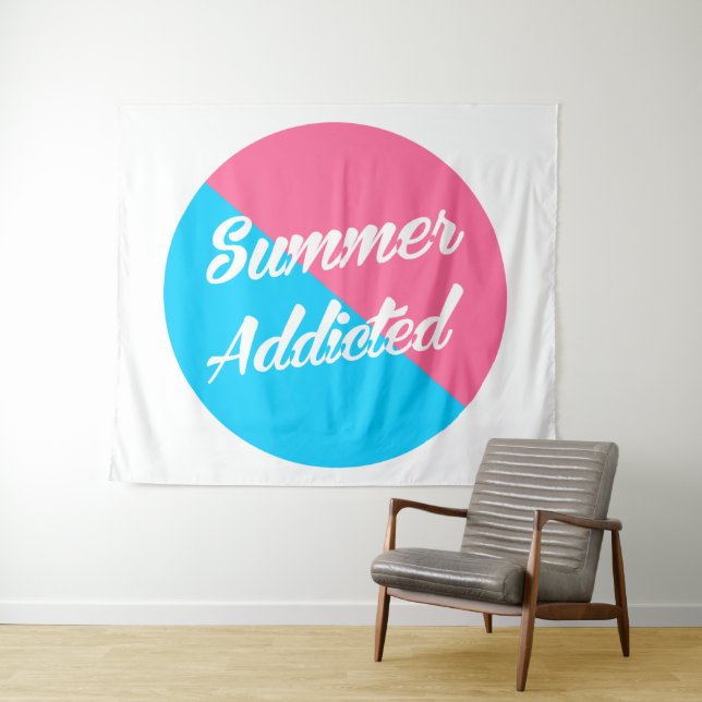 Tenture Été Addicité, rose et bleu design (En situation (horizontale))