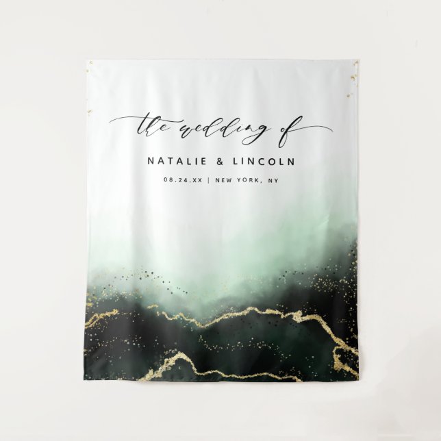 Tenture Ethereal Mist Ombre Emerald Photo Booth fond (Devant)