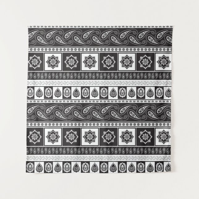 Tenture Ethnic Black White : Motif intemporel (Devant)
