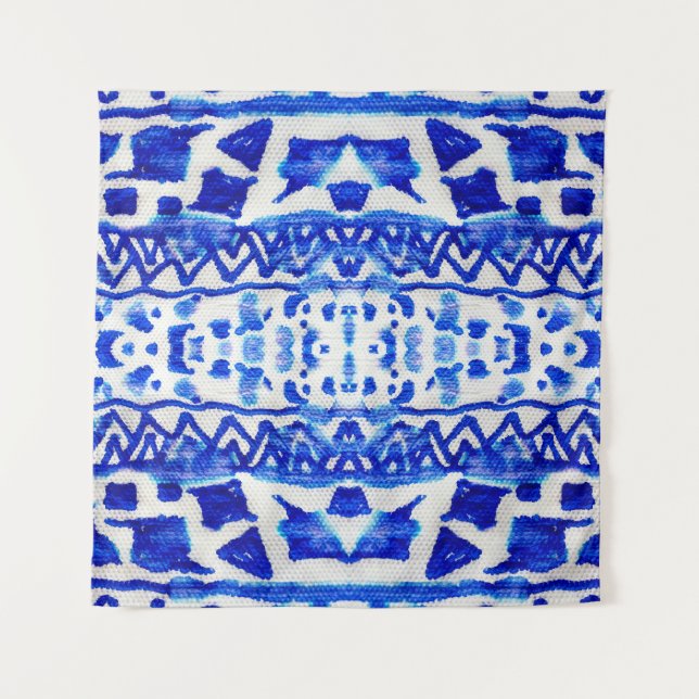 Tenture Ethnic Indigo Arrow Native Motifs (Devant)