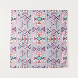 Tenture Ethnique géométrique, aquarelle motif tribal.