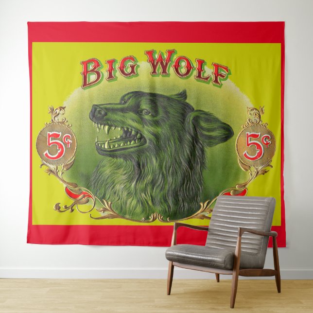 Tenture Étiquette à cigares Big Wolf (En situation (horizontale))