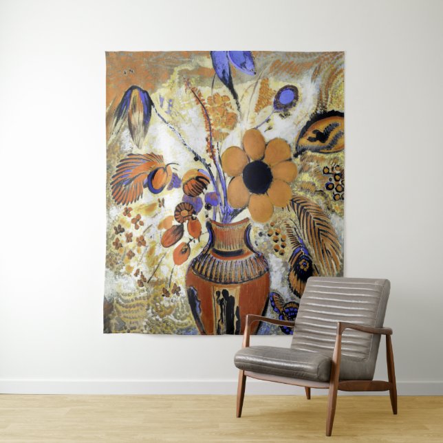 Tenture Etruscan vase with Flowers, Redon (En situation)