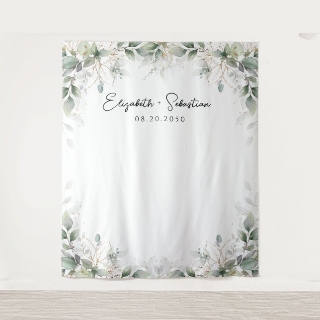Tenture Eucalyptus Gold Floral Verdure Mariage Backdrops (Devant)