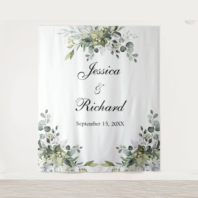 Tenture Eucalyptus Mariage Photo Arrière - plan Tapestry (Devant)