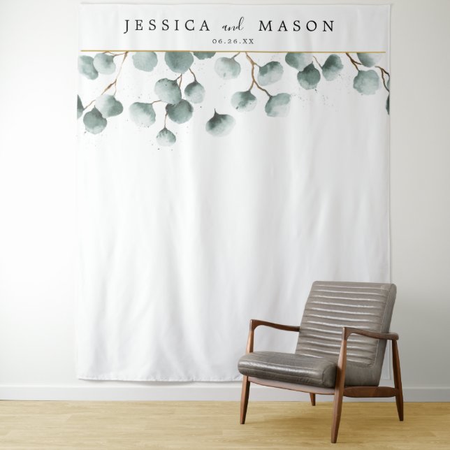 Tenture Eucalyptus Vert arrière-plan Photo Booth (En situation)