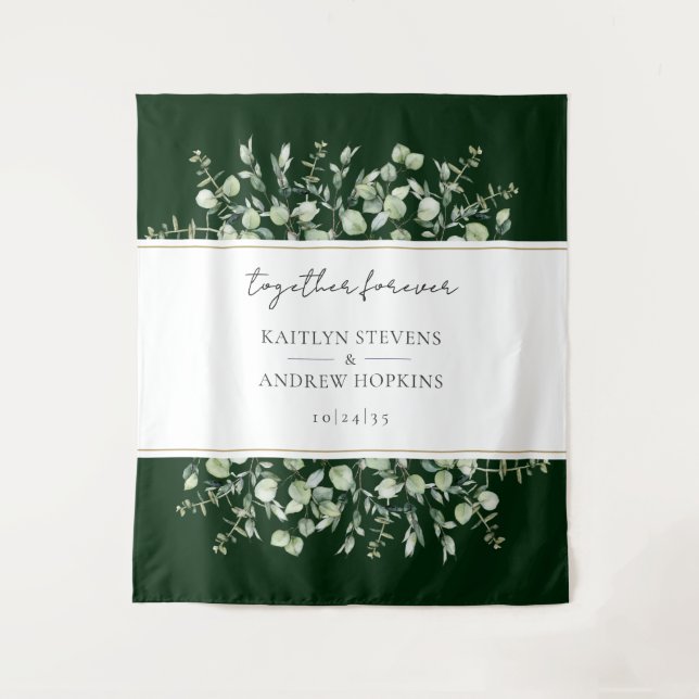 Tenture Eucalyptus Vert Foncé Mariage Ensemble Pour Toujou (Devant)
