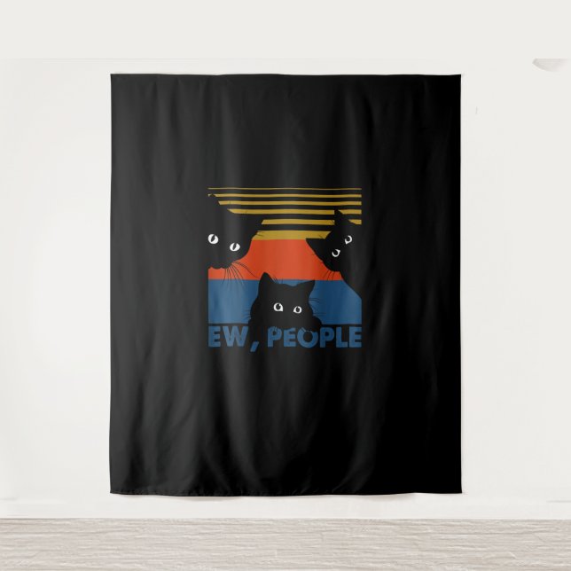 Tenture Ew Personnes Retro Chat Funny Vintage Introverti (Devant)