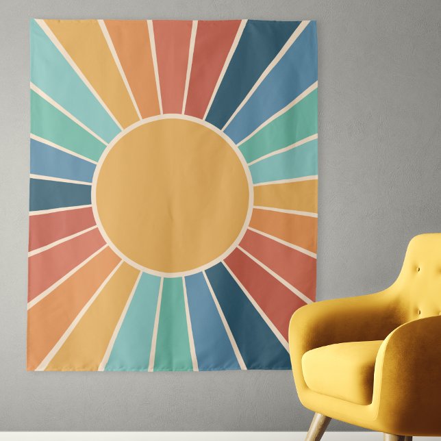 Tenture Explosion d'étoiles arc-en-ciel Groovy Rétro Hippi (Rainbow Starburst Groovy Retro Hippie 60s Boho Tapestry wall hanging party backdrop dorm room decor)