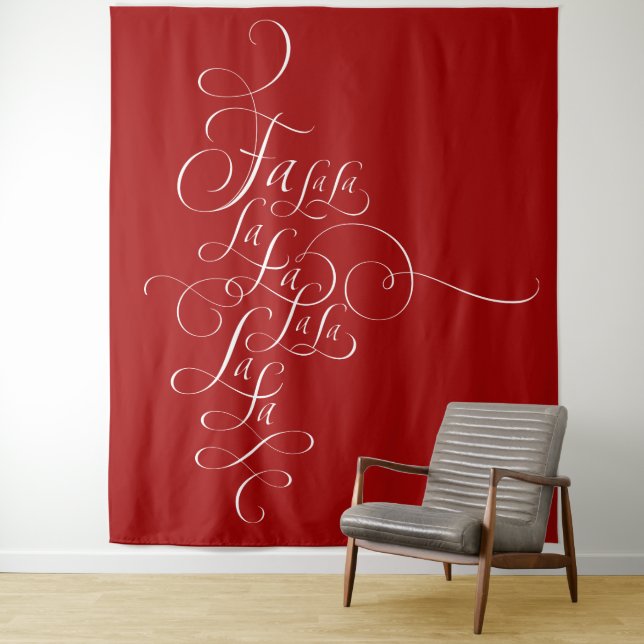 Tenture Fa la la - Deck the Halls - Calligraphie de Noël (En situation)