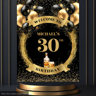 Tenture Fabuleux 30e anniversaire homme Whiskey Party bann