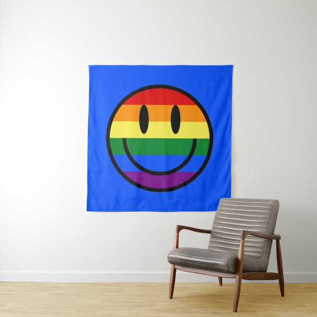 Tenture Face souriante arc-en-ciel (En situation)