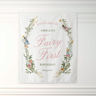 Tenture Fairy First Vintage Floral Anniversaire Bienvenue