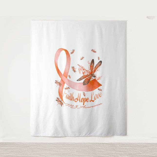 Tenture Faith Hope Love MS Awareness Dragonfly (Devant)