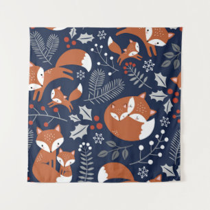 Tenture Famille Fox : motif vintage sans soudure.