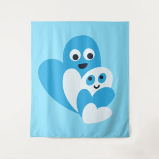 Tenture Famille mignonne de Kawaii des enfants heureux de