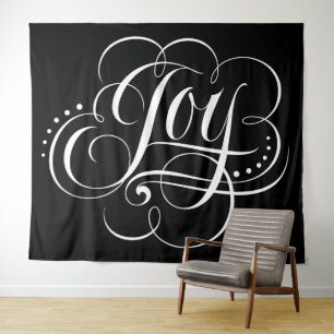 Tenture Fancy JOY Calligraphie Lettres Elégant Noir