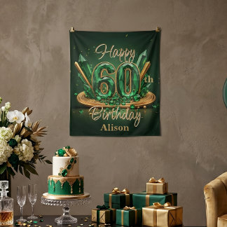 Tenture Fancy Vert Émeraude Or Pierres Précieuses 60e Anni