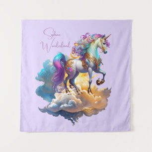 Tenture Fantaisie de licorne magique nuages romance annive