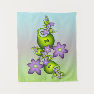Tenture Fantaisie florale fleurs de lilas formes vertes fr