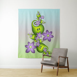 Tenture Fantaisie florale fleurs de lilas formes vertes fr