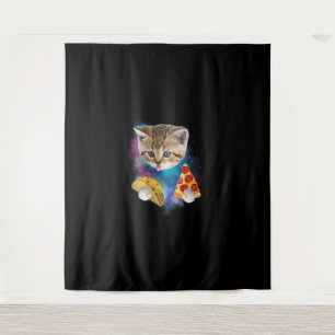 Tenture Fantaisie Galaxy Chemise de chat _ Space Cat Eat P
