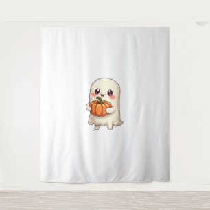 Tenture Fantôme mignon avec Citrouille - Drôle Halloween