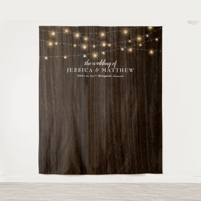 Tenture Farmhouse rustique Lights Mariage arrière-plan (Devant)