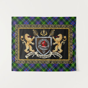 Tenture Farquharson Clan Badge & Devise avec Lions