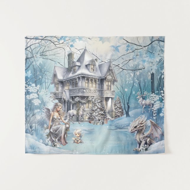 Tenture Fée de Noël Magique et Fantaisiste (Devant (Horizontal))