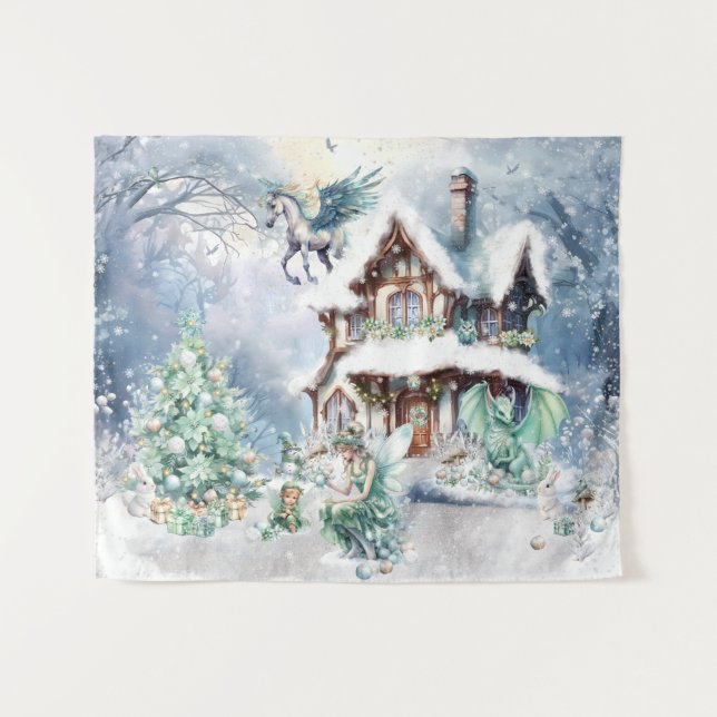 Tenture Fée de Noël Magique et Fantaisiste (Devant (Horizontal))