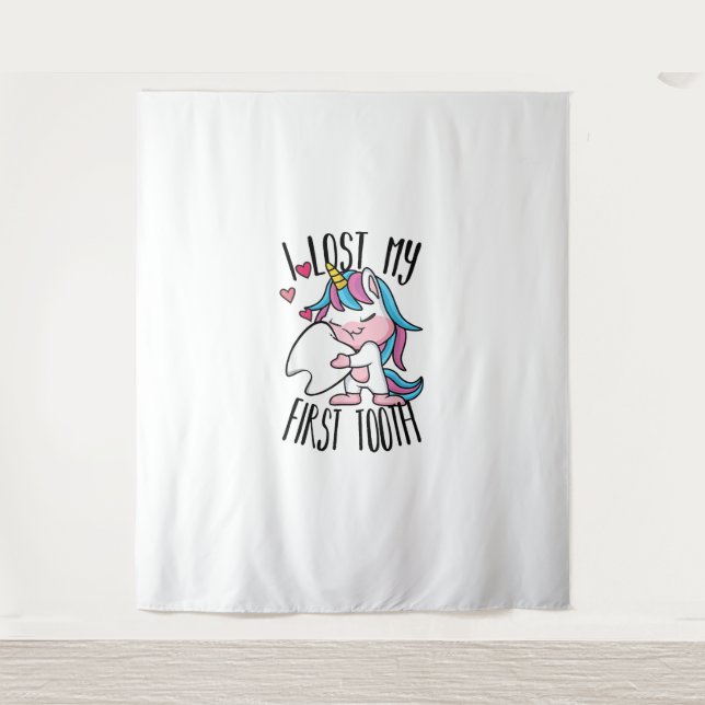 Tenture Fée des Dents Drôle - Licorne Mignonne J'ai Perdu  (Devant)