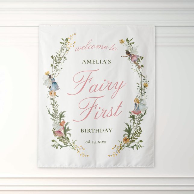 Tenture Fée Première Vintage Floral Bienvenue Anniversaire (Créateur téléchargé)