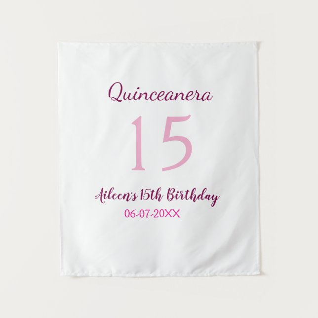 Tenture Fée rose 15e anniversaire simple moder quinceanera (Devant)