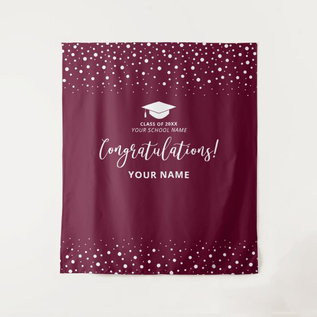 Tenture Félicitations de remise de diplôme avec confettis  (Devant)