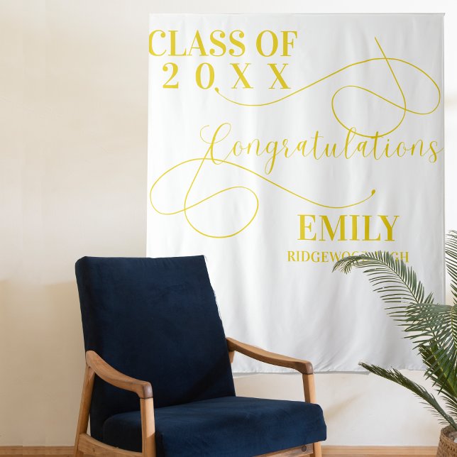 Tenture Félicitations Gold Graduate Nom diplômé de 2025 (Congratulations Gold Graduate Name 2024 graduation Tapestry)