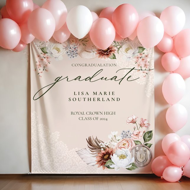 Tenture Félicitations Graduate Cowgirl Pays Ouest (Congratulation Graduate Cowgirl Country Western Tapestry)