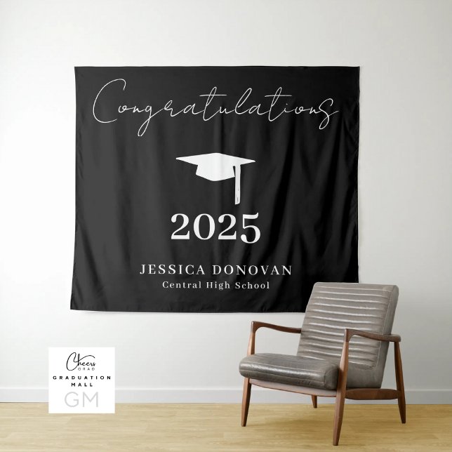 Tenture Félicitations Photomaton de Remise de Diplômes (Congratulations Graduation Photo Booth Tapestry)
