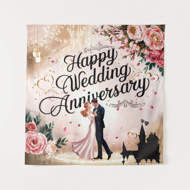 Tenture Félicitations pour l'anniversaire de mariage Mural (Devant)