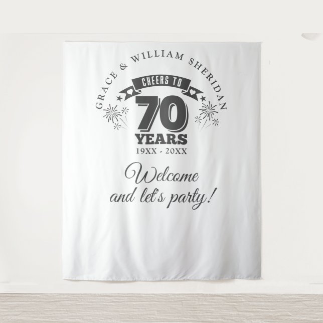 Tenture Félicitations pour le 70e anniversaire de mariage  (Devant)