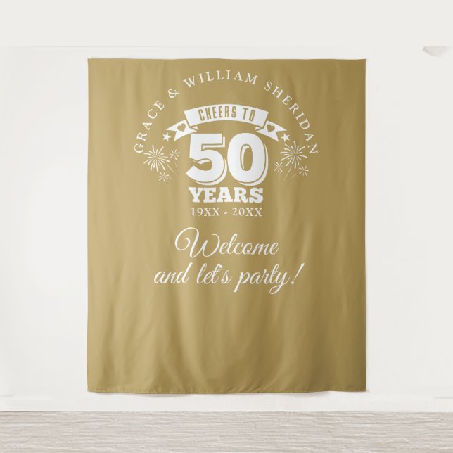 Tenture Félicitations pour l'Or 50e Anniversaire Fond de P (Devant)