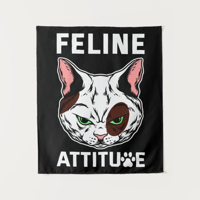 Tenture Feline Attitude Chat Mood Caractère animal de comp (Devant)