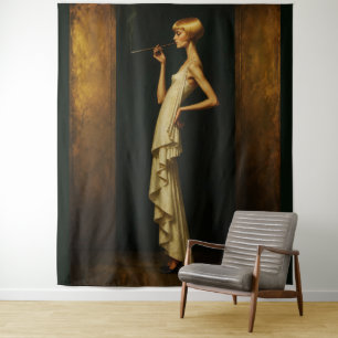 Tenture Femme élégante Art déco Portrait de glamour vintag
