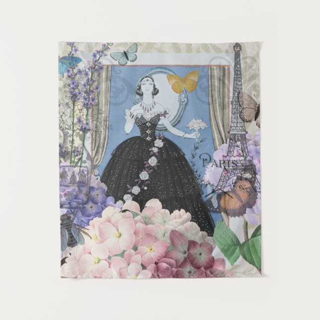 Tenture Femme élégante bleue Robe florale fantaisie  (Devant)