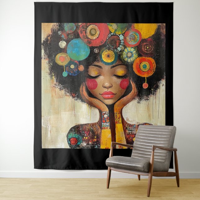 Tenture Femme noire colorée Harmonie (En situation)